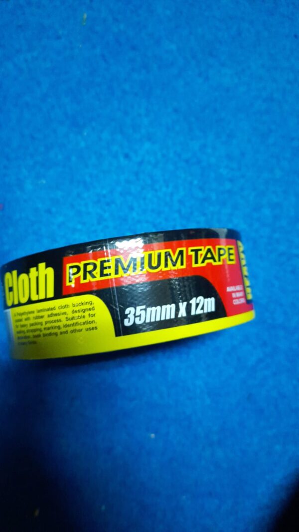 Lakban Cloth Premium Tape Hitam Sedang 35mmx12m